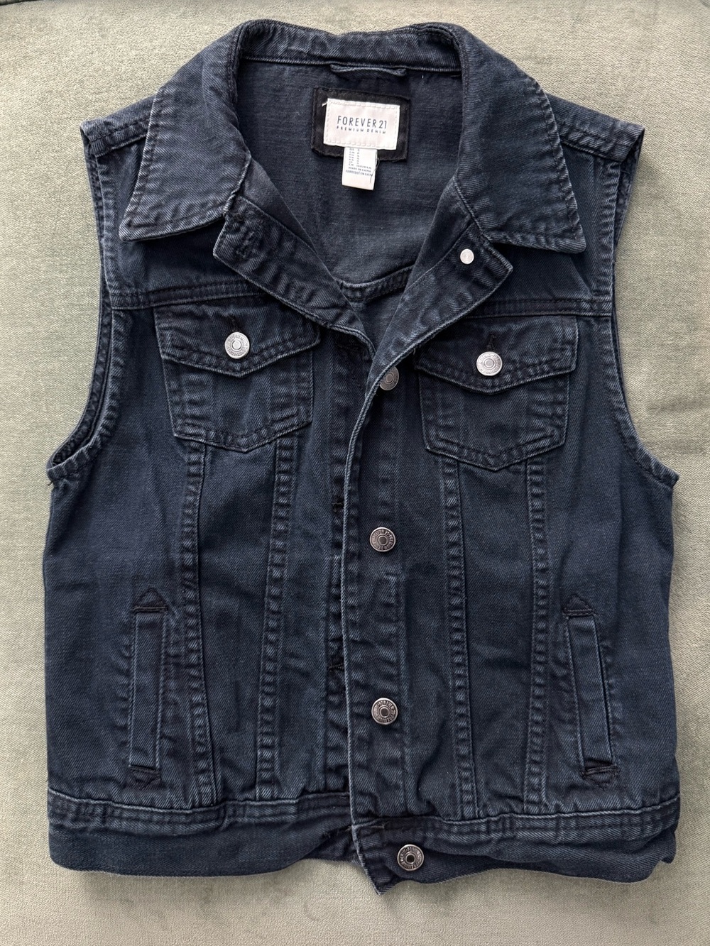 Forever 21 Black Denim Vest Jacket